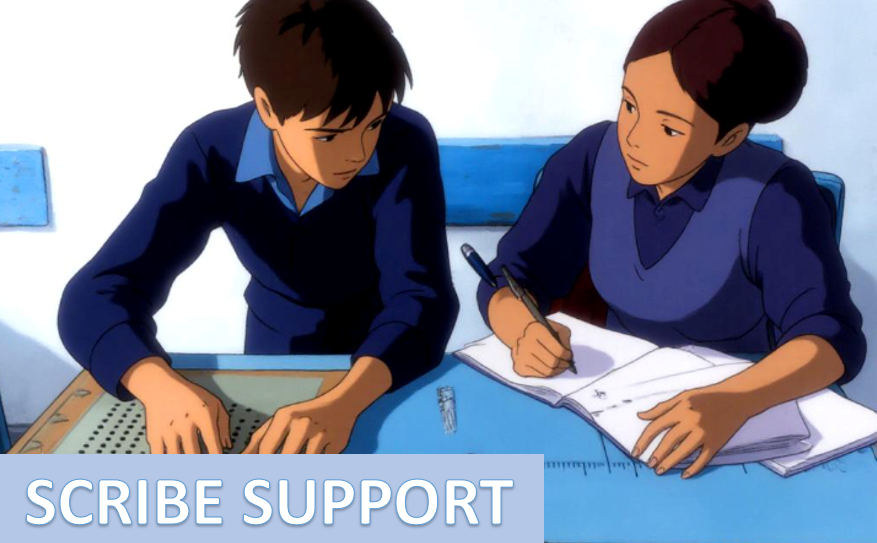 Scribe support for visually impaired candidates