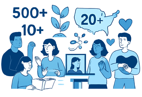 Community members and volunteers working together to support people with disabilities